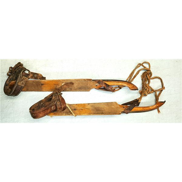 ANTIQUE Ice Skating Skates - Wood & Iron