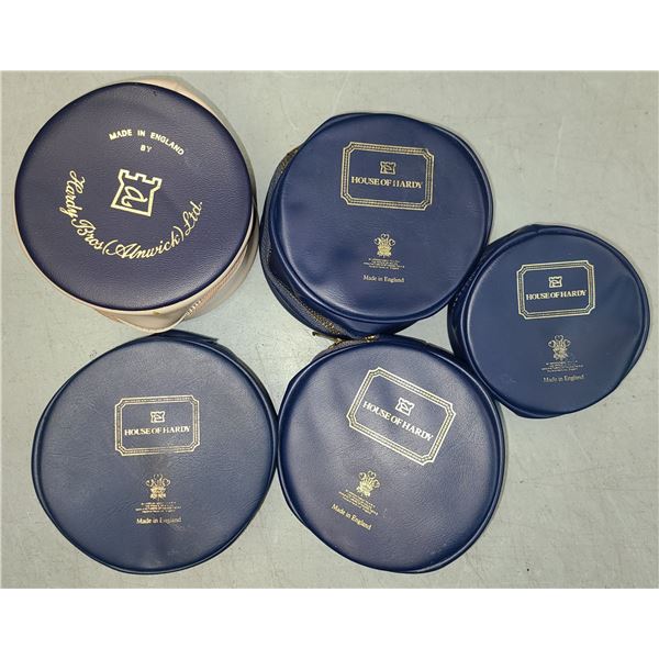 Hardy Bros 3 & 4 inch Fly Reel Cases x 5 - Made in England