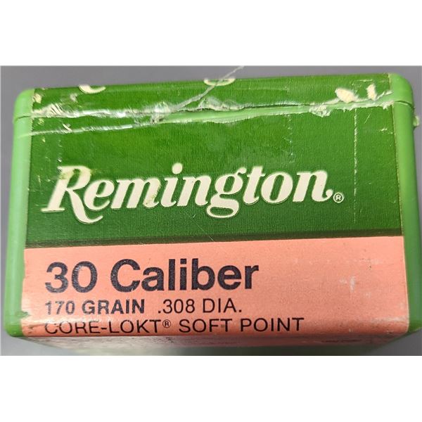 30 Cal Remington Core-Lokt 170 gr BULLETS - 100 rds