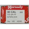 Image 1 : 30 cal Hornady Interlock BTSP 170 gr - 100 rds