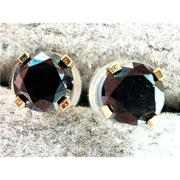14K YELLOW GOLD BLACK DIAMOND 0.64CT EARRINGS