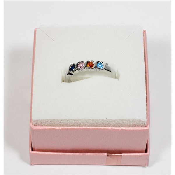 NEW SIZE 7 SILVER TONE ZIRCONIA RING