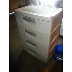 WHITE PLASTIC 4 DRAWER LATERAL STORAGE UNIT