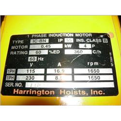 HARRINGTON 230 V SPECIAL HOIST #3