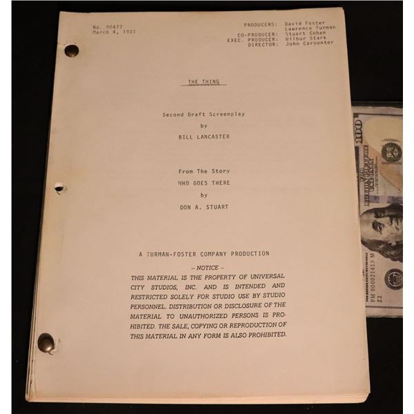 THE THING ORIGINAL PRODUCTION SCRIPT DATED MARCH 4, 1981