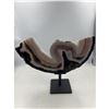 Image 1 : 10 INCH PINK AND BLACK UNQUIE NATURAL FORMATION AGATE SLICE