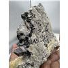 Image 8 : 8 X 8 INCH BLACK CRYSTAL WITH YELLOW CALCITE QUARTZ  SPECIMEN ON  STAND COLLECTOR PIECE