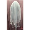 Image 1 : ACCESSORY : Double Fingertip Veil : Bridal Classics : V-735 : Satin Ribbon Edge
