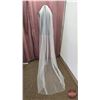 Image 1 : ACCESSORY : Short Cathedral Veil : Bridal Classics : V-791 : Raw Edge