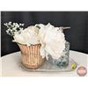 Image 2 : DECORATION : Glass Tray w/Silk Flowers, Vase & Hand Sanitizer Dispenser