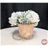 Image 3 : DECORATION : Glass Tray w/Silk Flowers, Vase & Hand Sanitizer Dispenser
