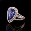 Image 2 : 4.37 ctw Tanzanite and 0.58 ctw Diamond Platinum Ring