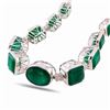 Image 1 : 99.00 ctw Emerald and 2.92 ctw Diamond Platinum Necklace