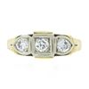 Image 4 : Vintage 14K TT Gold 0.45 ctw Round Brilliant Diamond 3-Stone Polished Band Ring