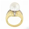 Image 8 : 14K Yellow Gold Large 12.58mm South Sea Pearl Ring w/ Baguette & Round Diamonds