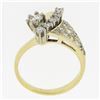 Image 2 : Vintage 14k Yellow Gold 0.90 ctw Prong & Pave Set Diamond Statement Cocktail Rin