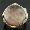 Image 1 : 18k Gold Faceted Rock Crystal Black Mother of Pearl Ring w/ 1.20 ctw Diamonds