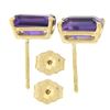 Image 1 : NEW 14k Yellow Gold 2.64 ctw Emerald Cut Prong Set Purple Amethyst Stud Earrings