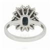 Image 3 : New 18K White Gold 3.22 ctw GIA NO HEAT Cushion Green Sapphire & Diamond Halo Ri