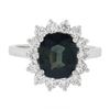 Image 6 : New 18K White Gold 3.22 ctw GIA NO HEAT Cushion Green Sapphire & Diamond Halo Ri