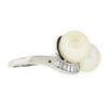 Image 6 : Vintage 14K Gold GIA Cultured Saltwater Akoya Pearl Baguette Diamond Bypass Ring