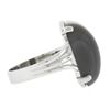 Image 5 : New 14k White Gold 18.2x13mm Oval Cabochon Prong Set Gray Agate Solitaire Ring