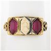 Image 1 : Antique Victorian 18K Rosy Yellow Gold Lozenge Kite Red Stone Signet Band Ring