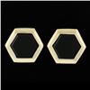 Image 4 : 14k Yellow Gold Polished Black Onyx Hexagon Stud Earrings w/ Butterfly Closures