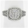 Image 7 : Solid 10k White Gold 0.50 ctw Pave Set Round Cut Diamond Milgrain Detailed Ring