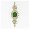 Image 3 : Vintage 18k Yellow Gold GIA Green Jade & 1.90 ctw Round Diamond Flower Pin Brooc