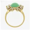 Image 8 : Vintage 14k Gold Oval Cabochon Jade & 1.1 ctw European Diamond Halo Cocktail Rin