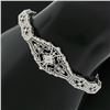 Image 1 : Antique Esemco 10k White Gold 0.03 ctw Diamond Milgrain Filigree Belly Bracelet