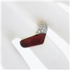 Image 3 : 14k Yellow Gold 0.28 ctw Diamond & Red Enamel Work V Chevron Stackable Band Ring