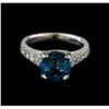 Image 2 : 3.00 ctw Blue Topaz and Diamond Ring - 14KT White Gold