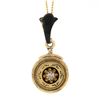 Image 2 : Antique Victorian 14K Gold Diamond Black Enamel Twisted Wire Pendant & 18" Chain