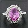 Image 8 : Platinum 5.64 ctw GIA Oval Pink Sapphire & Diamond Halo Engagement Cocktail Ring