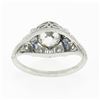 Image 8 : Antique Platinum 1.08 ctw GIA European Diamond Solitaire Sapphire Engagement Rin
