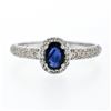 Image 4 : Petite 14K White Gold 1.05 ctw Oval Sapphire Solitaire & Diamond Halo Promise Ri