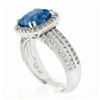 Image 9 : Platinum 3.58 ctw Cushion Aquamarine w/ Diamond Halo & Accents Mil grain Work Ri