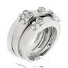 Image 9 : (3) New 14K Gold Puzzle Matte Finish Stack Band Rings W/ 0.46 ctw Bezel Diamonds