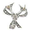 Image 4 : Vintage Solid Platinum 1.95 ctw Old Cut Diamond Ribbon Bow Flower Pin Brooch