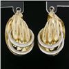 Image 1 : Solid 14K Two Tone Gold Polished Tubes Large 25.2mm Hallow Design Hoop Earrings