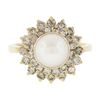 Image 4 : 14K Yellow Gold 7.6mm Pearl Solitaire Ring w/ .85 ctw Fancy Diamond 2 Row Halo