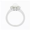 Image 7 : NEW Classic 18k White Gold 5.25mm Pearl 0.40 ctw Round Diamond Flower Cluster Ri