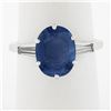 Image 2 : Vintage 14K Gold Burma No Heat 4.56 ctw GIA Oval Blue Sapphire & Diamond Ring