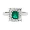 Image 4 : NEW Platinum 1.51 ctw GIA Colombian Green Emerald w/ Diamond Halo Cocktail Ring