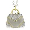 Image 7 : 14K TT Gold 1.25 ctw Diamond Functional Purse Charm Pendant w/ 25" Rolo Chain