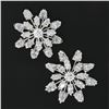 Image 2 : Vintage Platinum 6.4 ctw Pear Marquise Diamond Large Snowflake Spray Stud Earrin