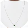 Image 1 : NEW 14K White Gold.43 ctw Oval Sideways Emerald Petite Solitaire Pendant Necklac