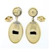 Image 4 : Antique 14k Gold & Platinum Round & Oval Black Onyx Wheat Work Dangle Earrings